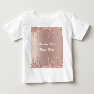 Rose Gold Blush Glitzer Tropfen Name Baby T - Shir Baby T-shirt