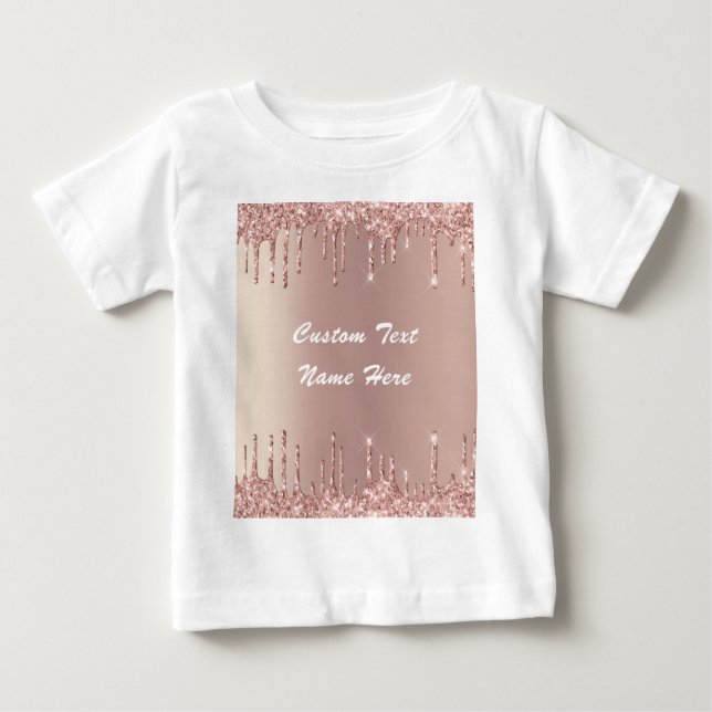 Rose Gold Blush Glitzer Tropfen Name Baby T - Shir Baby T-shirt (Vorderseite)
