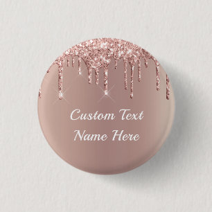 Rose Gold Blush Glitzer Tropfen Schaltfläche Button