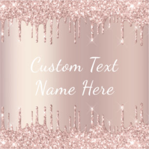 Rose Gold Blush Glitzer Tropfen Sticker mit Text