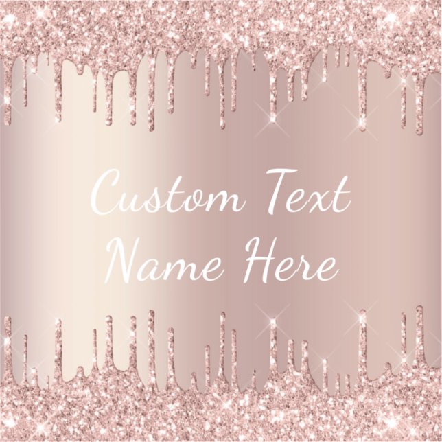 Rose Gold Blush Glitzer Tropfen Sticker mit Text (Vorderseite)