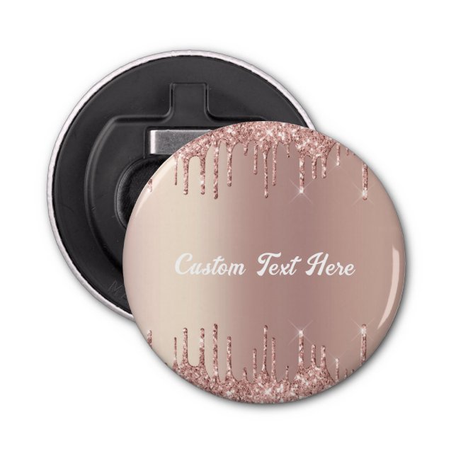 Rose Gold Blush Glitzer Tropfen Text Flaschenöffne Flaschenöffner (Vorderseite)