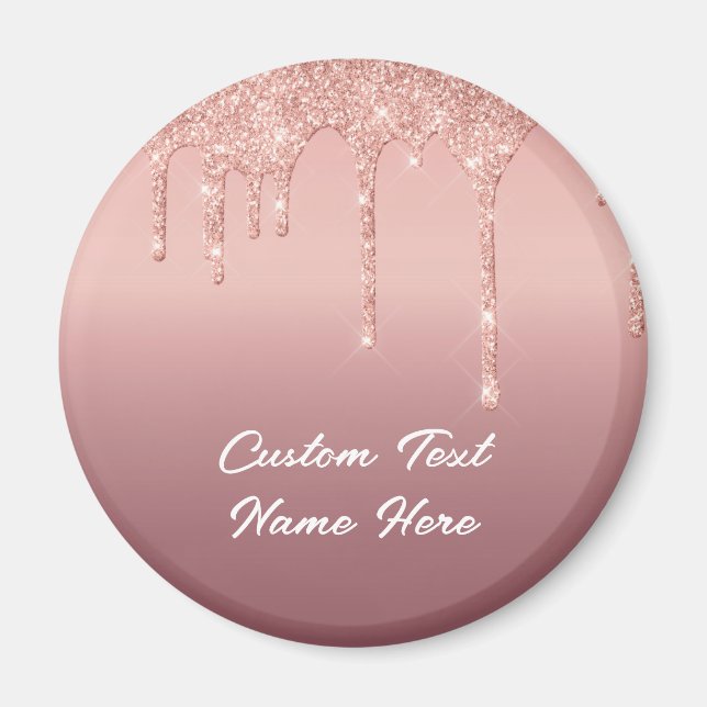 Rose Gold Blush Glitzer Tropfen Text Hochzeitsmaga Magnet (Vorne)
