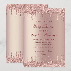 Rose Gold Blush Luxury Baby Boy Dusche Einladung