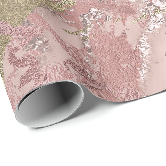 Rose Gold Blush Marmor Shiny Metallic Stroke Mauve Geschenkpapier (Rolleneckpunkt)