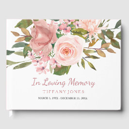 Rose Gold Blush Memorial Announcservice Gästebuch