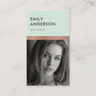 Rose GOLD BLUSH MINT GRÜNES PERSÖNLICHES FOTO EI Visitenkarte