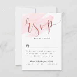 Rose Gold Blush Moderne einfache Script Hochzeit R RSVP Karte