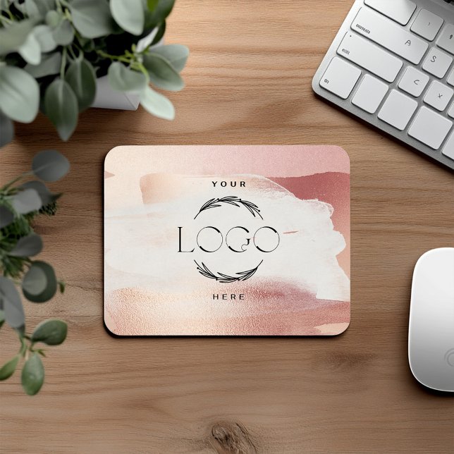 Rose Gold Blush Moderne Feminine Kleingeschäft Mousepad (Von Creator hochgeladen)