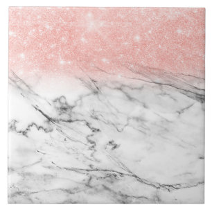 Rose Gold Blush Ombre Glitzer auf Trendy Marble Fliese
