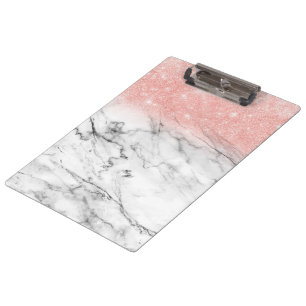 Rose Gold Blush Ombre Glitzer auf Trendy Marble Klemmbrett