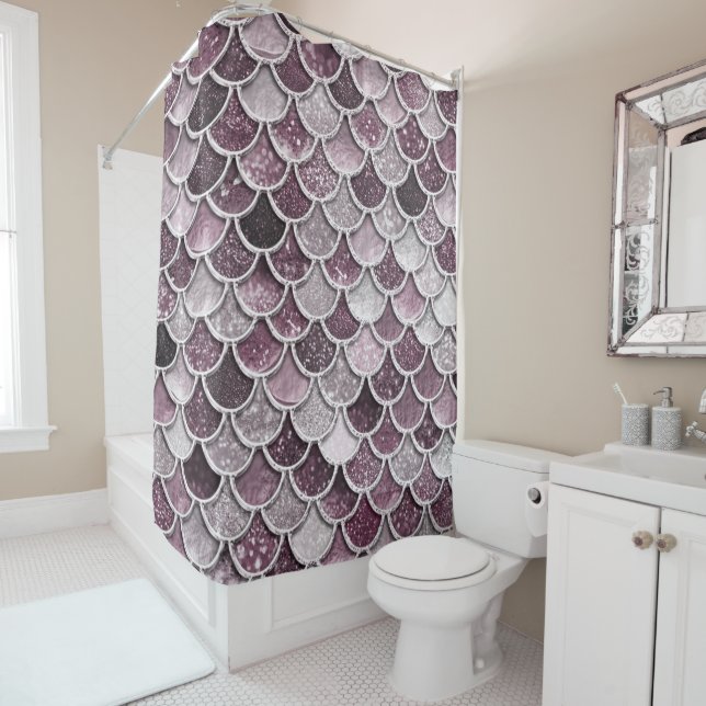Rose Gold Blush Ombre Glitzer Mermaid Scales Duschvorhang (Beispiel)