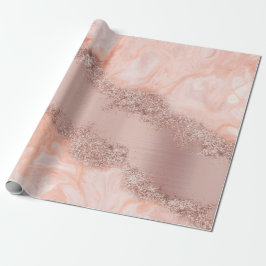 Rose Gold Blush Pink Agate Geode Glitzer Geschenkpapier