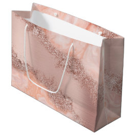 Rose Gold Blush Pink Agate Geode Glitzer Große Geschenktüte
