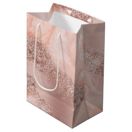 Rose Gold Blush Pink Agate Geode Glitzer Mittlere Geschenktüte