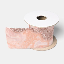Rose Gold Blush Pink Agate Geode Glitzer Satinband