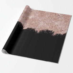 Rose Gold Blush Pink Black Girl Glitzer Staub Geschenkpapier