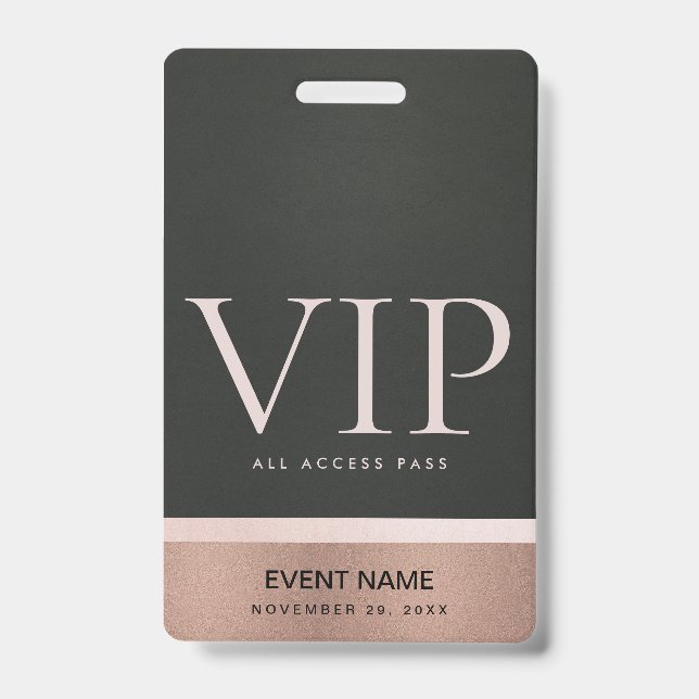 Rose GOLD BLUSH PINK BLACK VIP EREIGNIS PASS Ausweis (Vorderseite)