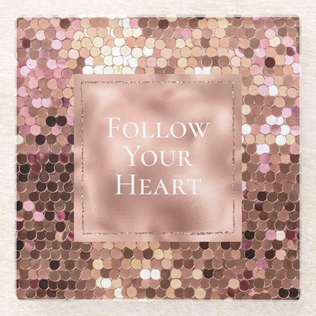 Rose Gold Blush Pink Confetti Glasuntersetzer (Vorderseite)