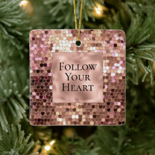 Rose Gold Blush Pink Confetti Keramikornament