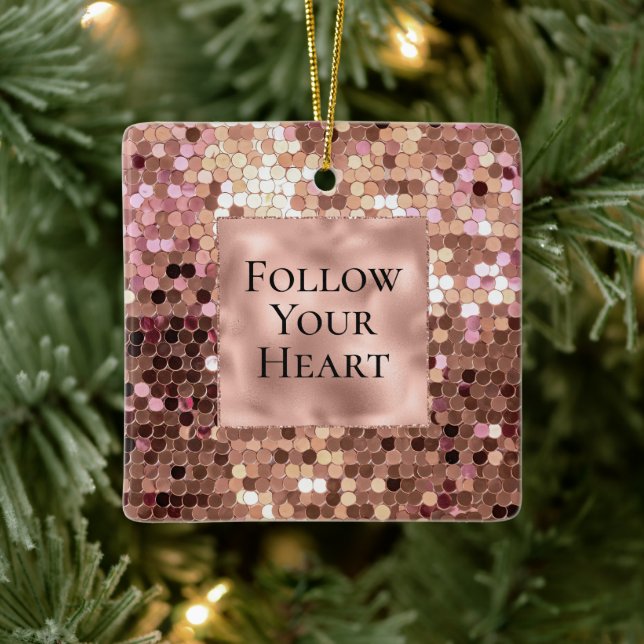 Rose Gold Blush Pink Confetti Keramikornament (Baum)