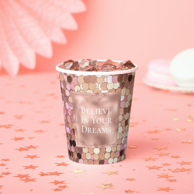 Rose Gold Blush Pink Confetti Pappbecher (Insitu)