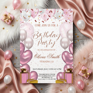 Rose Gold & Blush Pink Elegant Birthday Party  Einladung