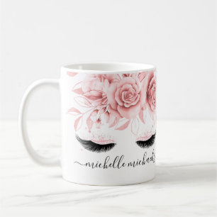 Rose Gold Blush Pink Eyelin Blauer Farbe Kaffeetasse