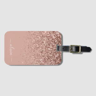 Rose Gold Blush Pink Girl Glitzer Monogram Gepäckanhänger