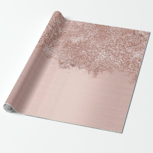 Rose Gold Blush Pink Girl Glitzer Staub Geschenkpapier