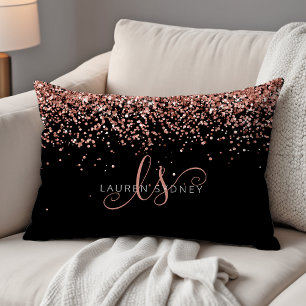 Rose Gold Blush Pink Glitter Glam Monogram Name Dekokissen