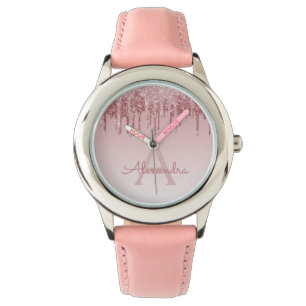 Rose Gold Blush Pink Glitter und Funkeln Armbanduhr