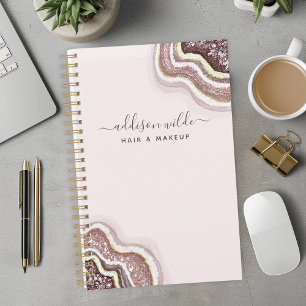 Rose Gold Blush Pink Glitzer Agate Geode Planner Planer