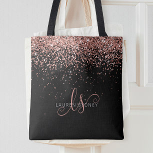 Rose Gold Blush Pink Glitzer Glam Monogram Name
