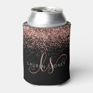 Rose Gold Blush Pink Glitzer Glam Monogram Name Dosenkühler
