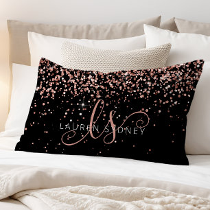 Rose Gold Blush Pink Glitzer Glam Monogram Name Kissenbezug