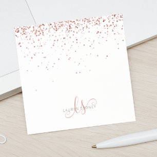 Rose Gold Blush Pink Glitzer Glam Monogram Name Post-it Klebezettel