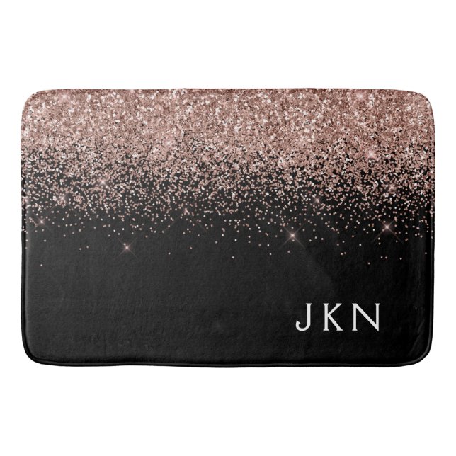 Rose Gold Blush Pink Glitzer Monogram Initialen Badematte (Vorderseite)
