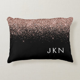 Rose Gold Blush Pink Glitzer Monogram Initialen Dekokissen