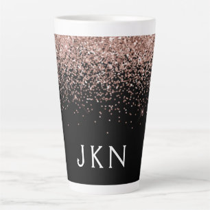 Rose Gold Blush Pink Glitzer Monogram Initialen Milchtasse