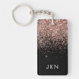 Rose Gold Blush Pink Glitzer Monogram Initialen Schlüsselanhänger