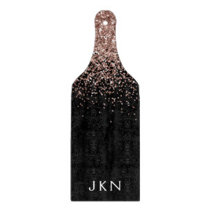 Rose Gold Blush Pink Glitzer Monogram Initialen Schneidebrett