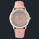 Rose Gold Blush Pink Glitzer Script Monogram Girl Armbanduhr<br><div class="desc">Rose Gold - Schwarz Rosa Sparkle Glitzer Script Monogram Name Watch. Das macht den perfekten 16 Geburtstag,  Hochzeit,  Brautparty,  Jubiläum,  Babydusche oder Junggeselinnen-Abschied Geschenk für jemanden,  der Lieben glamourösen Luxus und schicke Stile.</div>