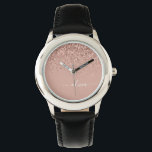 Rose Gold Blush Pink Glitzer Script Monogram Girl Armbanduhr<br><div class="desc">Rose Gold - Schwarz Rosa Sparkle Glitzer Script Monogram Name Watch. Das macht den perfekten 16 Geburtstag,  Hochzeit,  Brautparty,  Jubiläum,  Babydusche oder Junggeselinnen-Abschied Geschenk für jemanden,  der Lieben glamourösen Luxus und schicke Stile.</div>