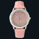Rose Gold Blush Pink Glitzer Script Monogram Girl Armbanduhr<br><div class="desc">Rose Gold - Schwarz Rosa Sparkle Glitzer Script Monogram Name Watch. Das macht den perfekten 16 Geburtstag,  Hochzeit,  Brautparty,  Jubiläum,  Babydusche oder Junggeselinnen-Abschied Geschenk für jemanden,  der Lieben glamourösen Luxus und schicke Stile.</div>