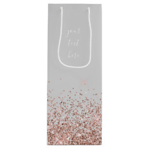 Rose Gold Blush Pink Glitzer Script Monogram Girl Geschenktüte Für Weinflaschen