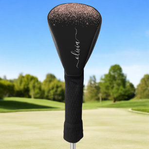 Rose Gold Blush Pink Glitzer Script Monogram Girl Golf Headcover