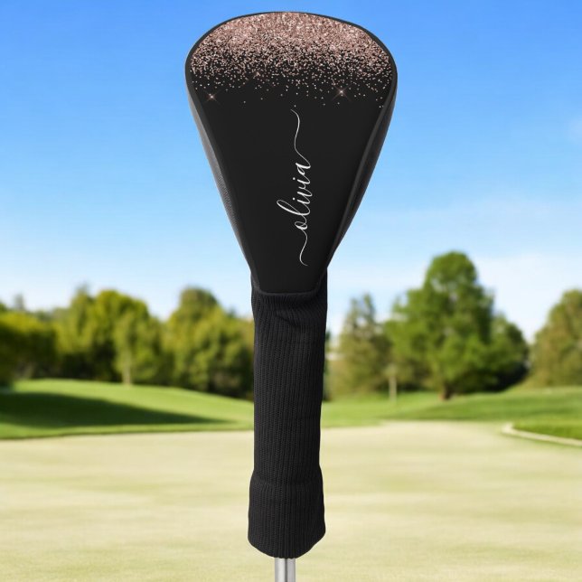Rose Gold Blush Pink Glitzer Script Monogram Girl Golf Headcover (Von Creator hochgeladen)