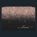 Rose Gold Blush Pink Glitzer Script Monogram Girl iPad Pro Cover<br><div class="desc">Rose Gold - Schwarz Rosa und Schwarz Sparkle Glitzer Script Monogram Name Laptop Case. Das macht den perfekten 16 Geburtstag,  Hochzeit,  Brautparty,  Jubiläum,  Babydusche oder Junggeselinnen-Abschied Geschenk für jemanden,  der Lieben glamourösen Luxus und schicke Stile.</div>