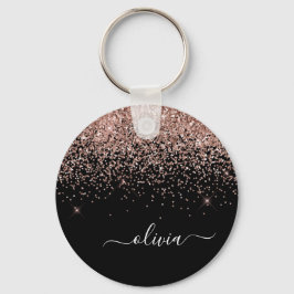 Rose Gold Blush Pink Glitzer Script Monogram Girl Schlüsselanhänger